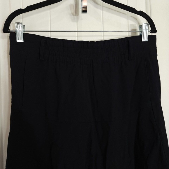 ALC Womens Midi Skirt Black Hanky Hem Paperbag Waist Lagenlook Pockets Size 8 M - Picture 3 of 9